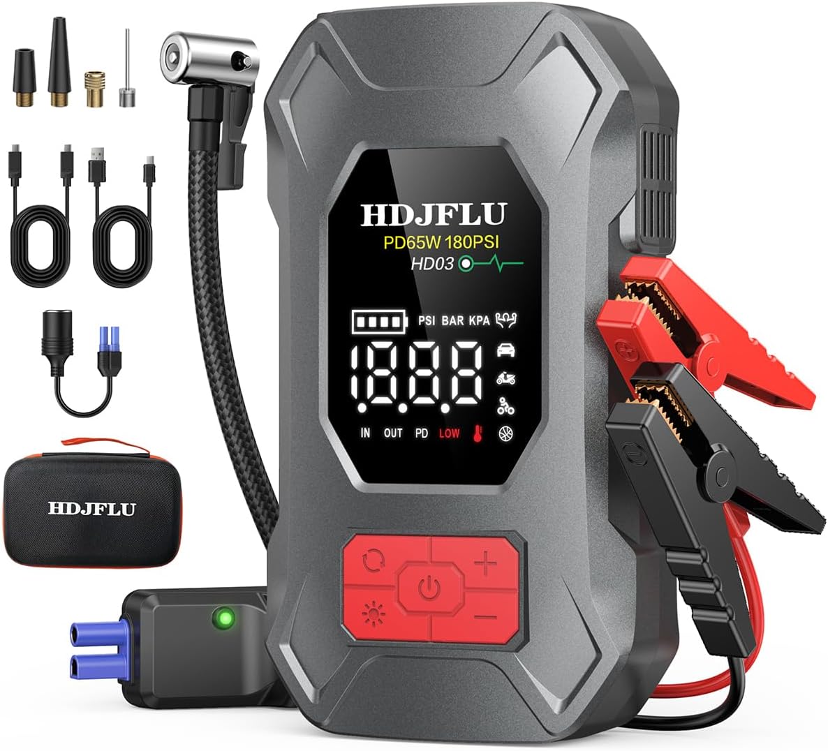 Arrancador de 7500 A con compresor de aire de 180 PSI, batería de c...