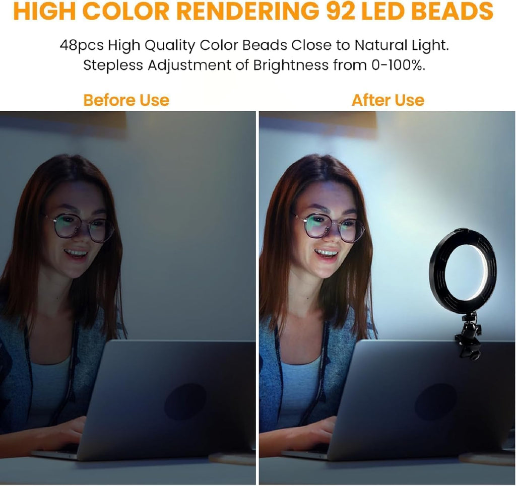Kit de iluminación para videoconferencia, luz de anillo con clip pa...