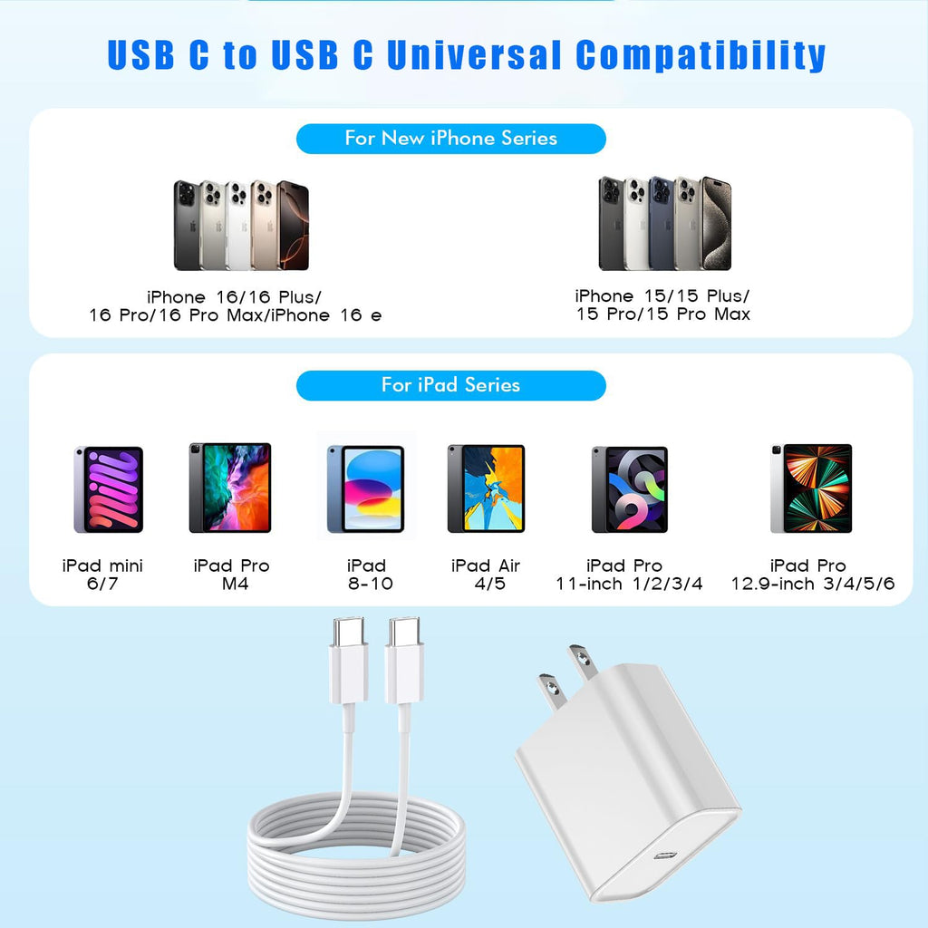 Cargador USB C para iPhone 16 de carga rápida, paquete de 2 bloques...