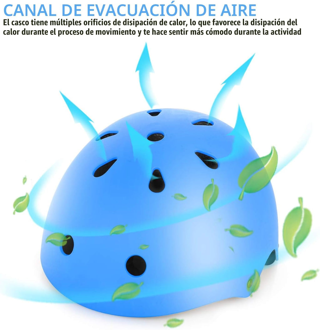 WayEee Juego de casco de bicicleta para niños, rodilleras, equipo d...