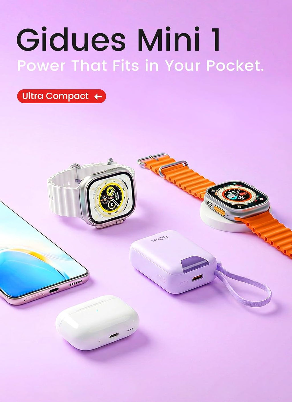 Gidues Mini Cargador Portátil, Banco de Energía Ultra-Compacto de 1...