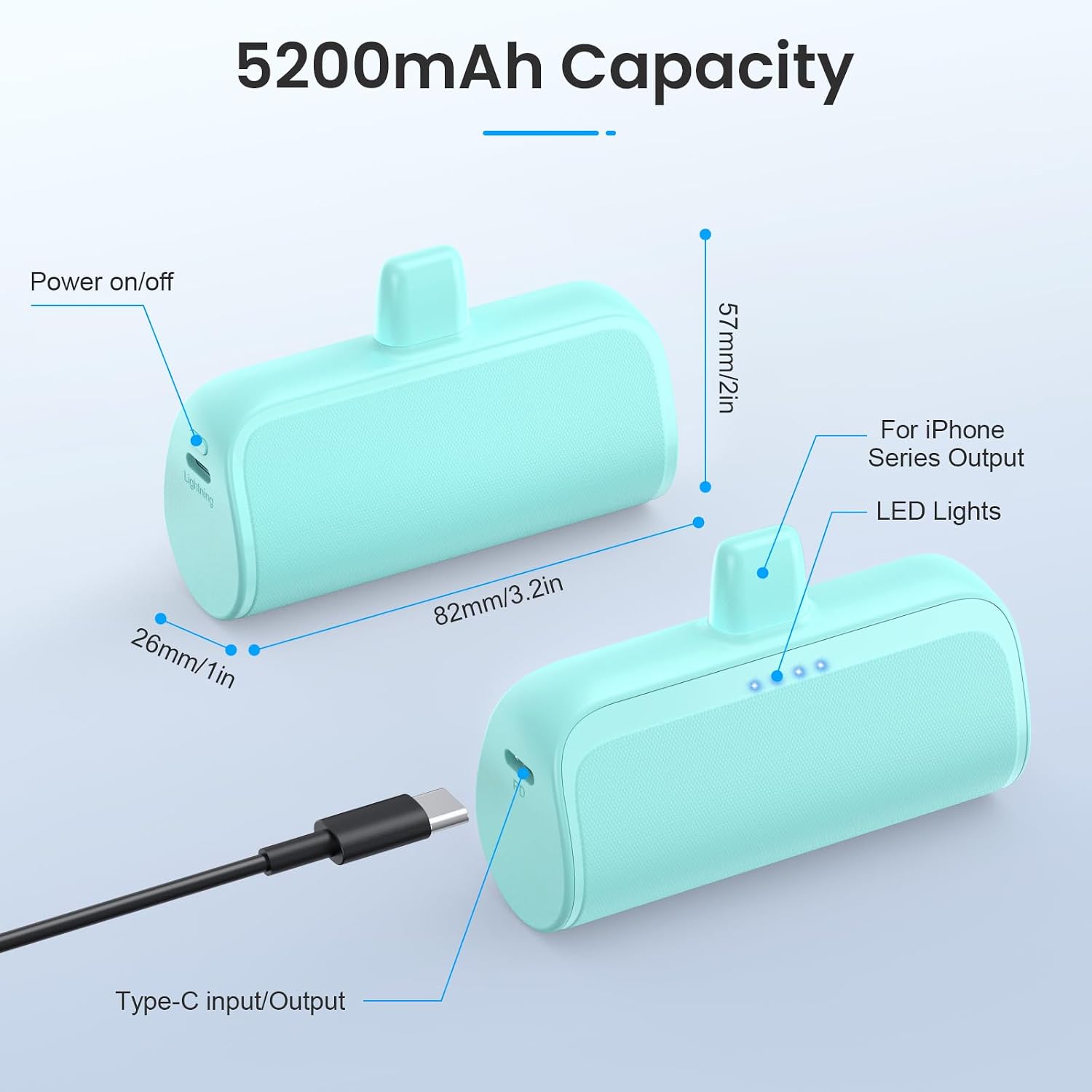 Mini Cargador Portátil Power Bank para iPhone, Cargador de Teléfono...