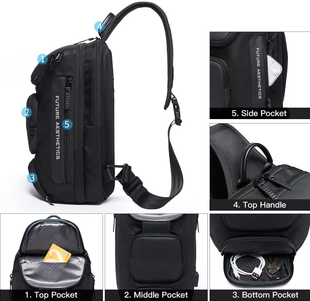 BANGE Bolso bandolera, mochila cruzada impermeable, bolsa de hombro...