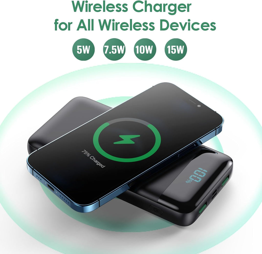 Cargador portátil inalámbrico de 30800 mAh, cargador de batería USB...