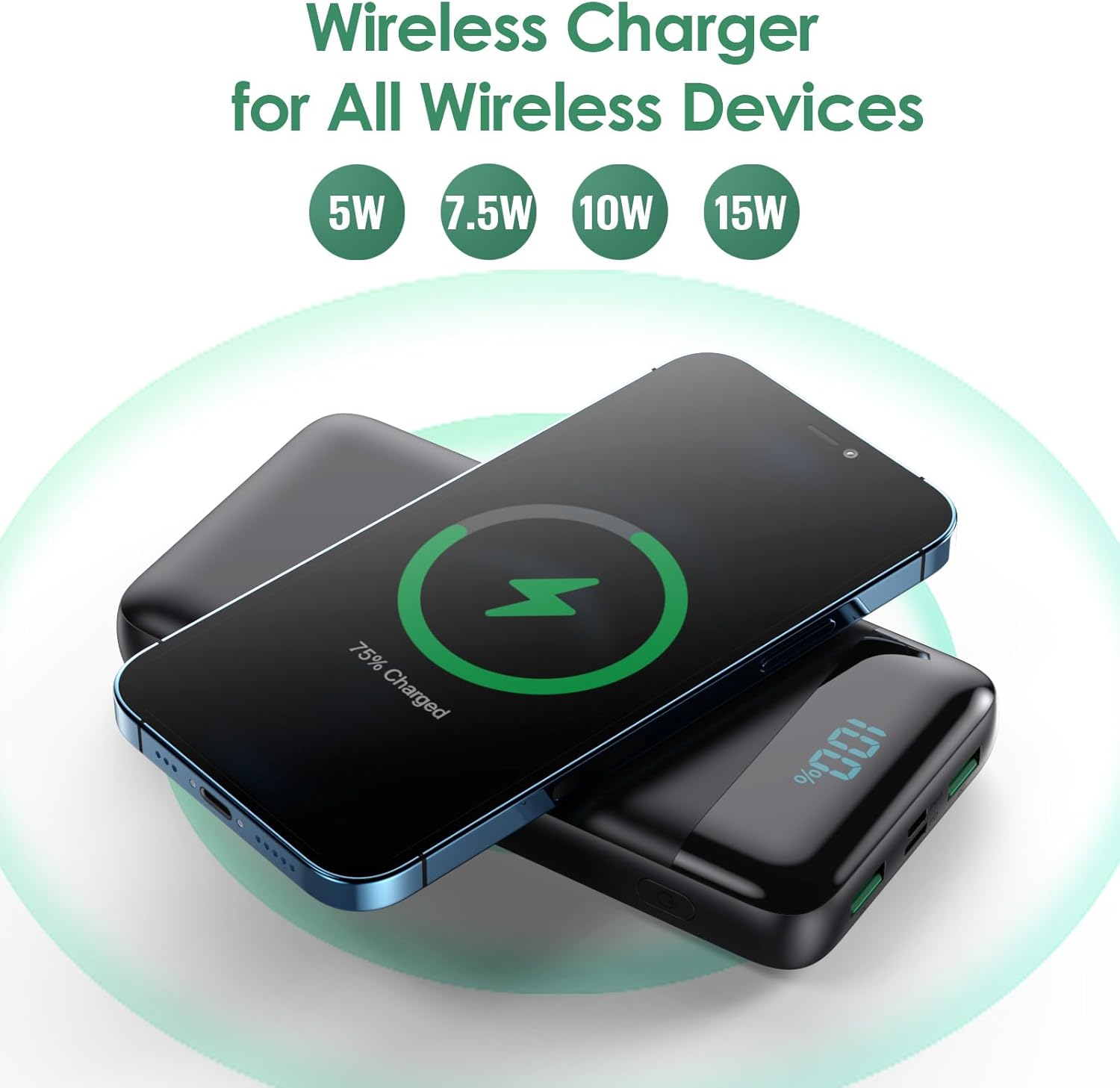 Cargador portátil inalámbrico de 30800 mAh, cargador de batería USB...