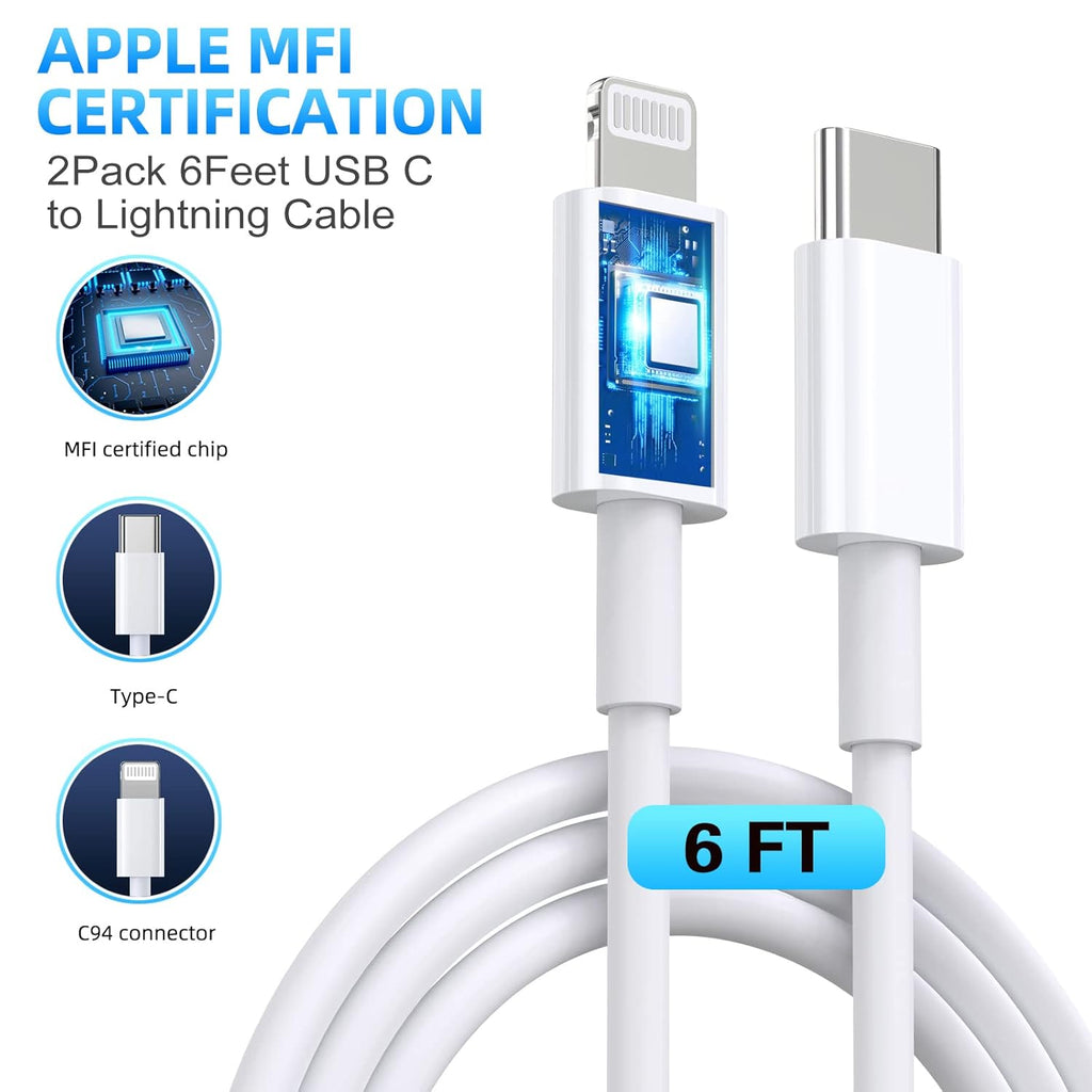 【Certificado Apple MFi】Cargador de iPhone de carga rápida, paquete...