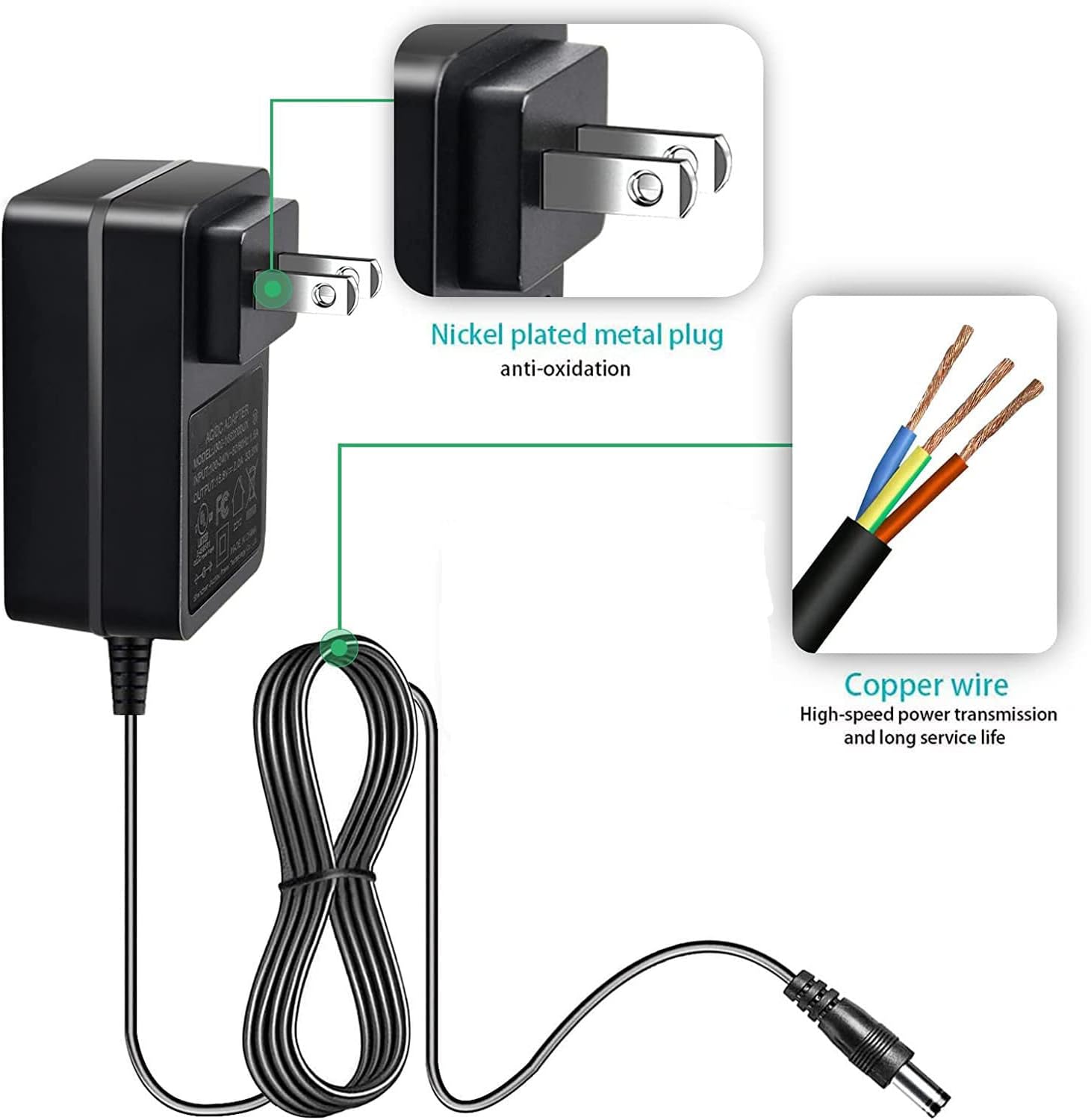 Cargador de pistola de masaje Fusion Black Pro de repuesto 25.2V AC...