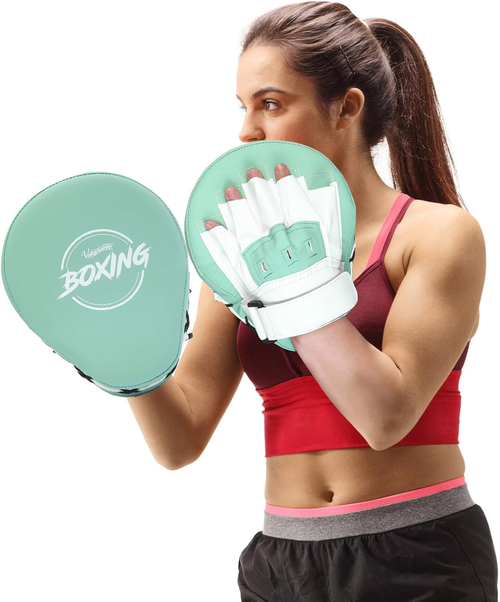 Valleycomfy - Manoplas de boxeo curvadas de piel sintética para ent...