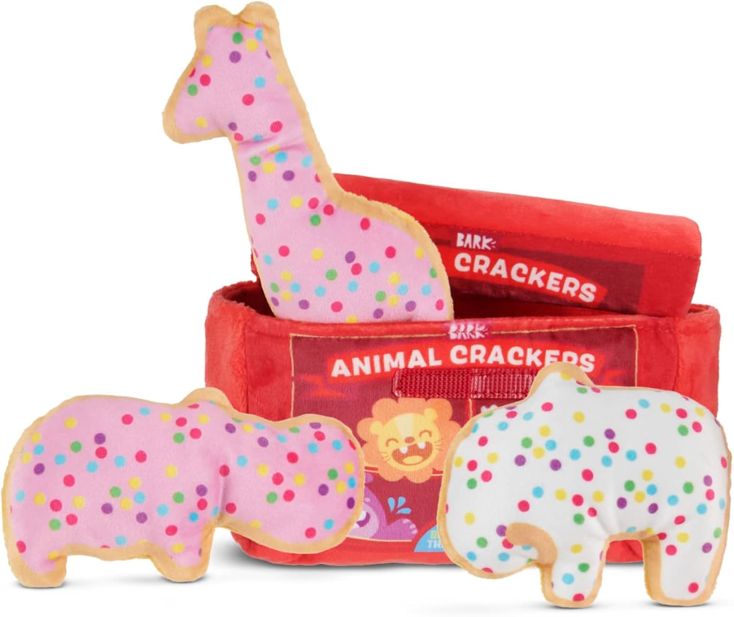 Barkbox Animal Squeakers - Juguete interactivo 4 en 1 de peluche pa...