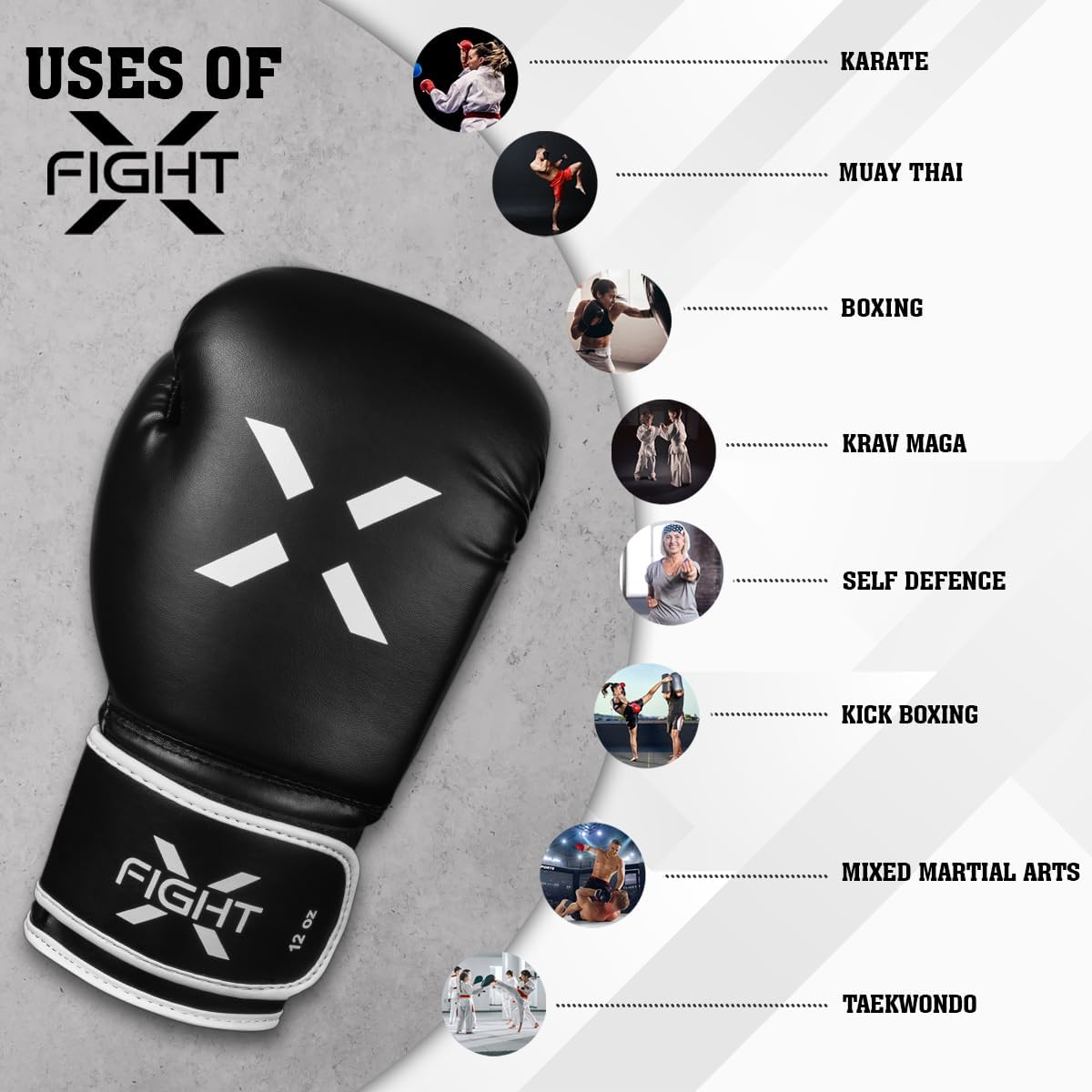 FightX Guantes de Boxeo Profesionales para Hombres y Mujeres \u2013...