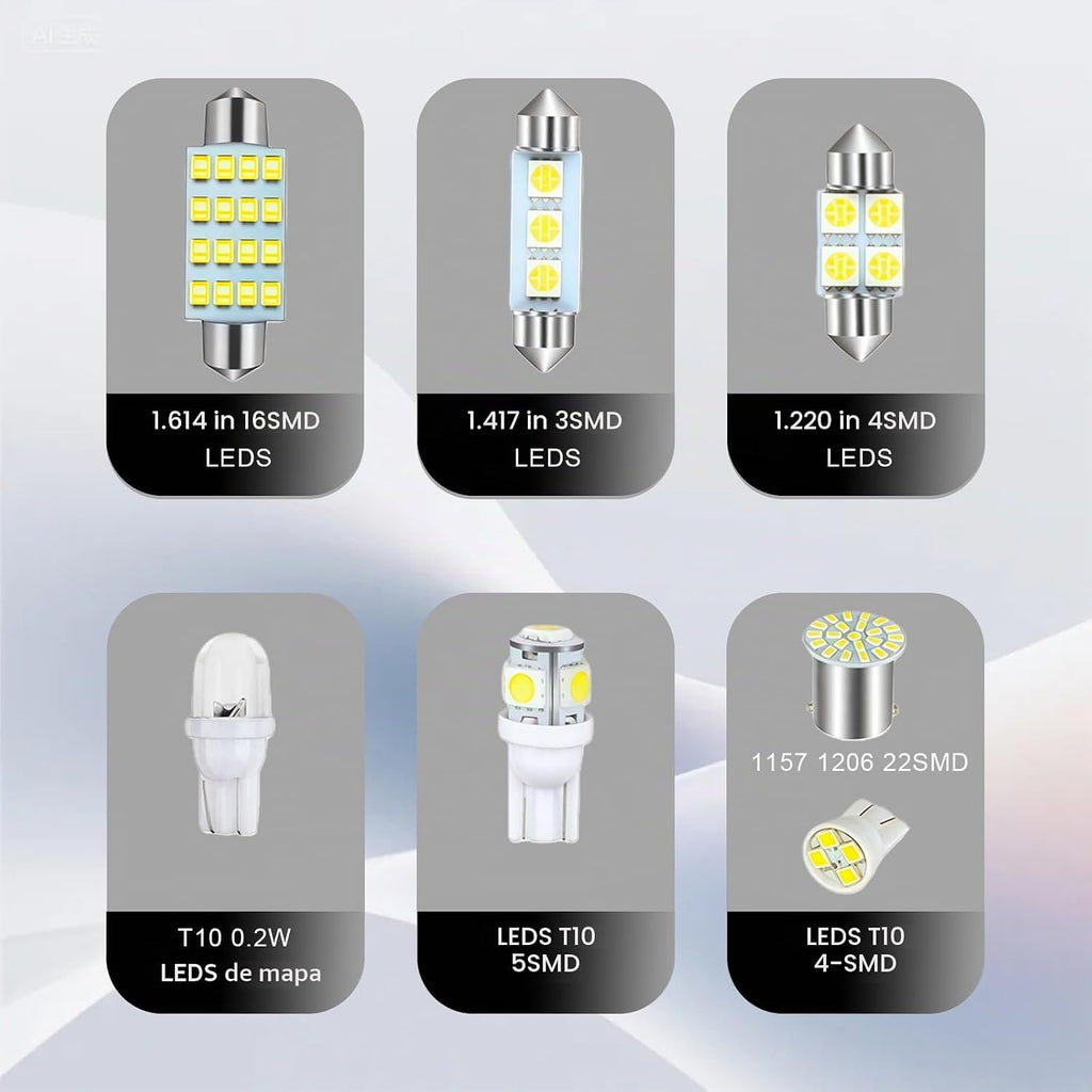 AMZAUTO Luces LED para Coche 42 PIEZAS Kit de Bombillas LED Interio...