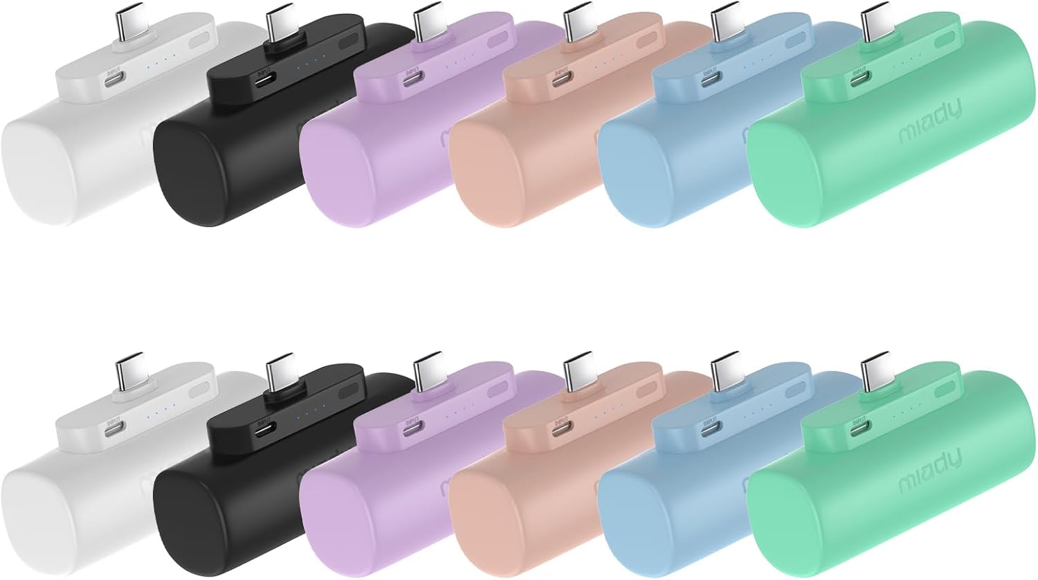 Miady Paquete de 2 mini cargadores portátiles de 5000 mAh con conec...