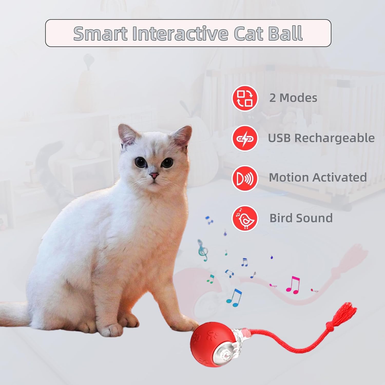 Yaruiguang Juguete para gatos con bola móvil automática 2 en 1 con...