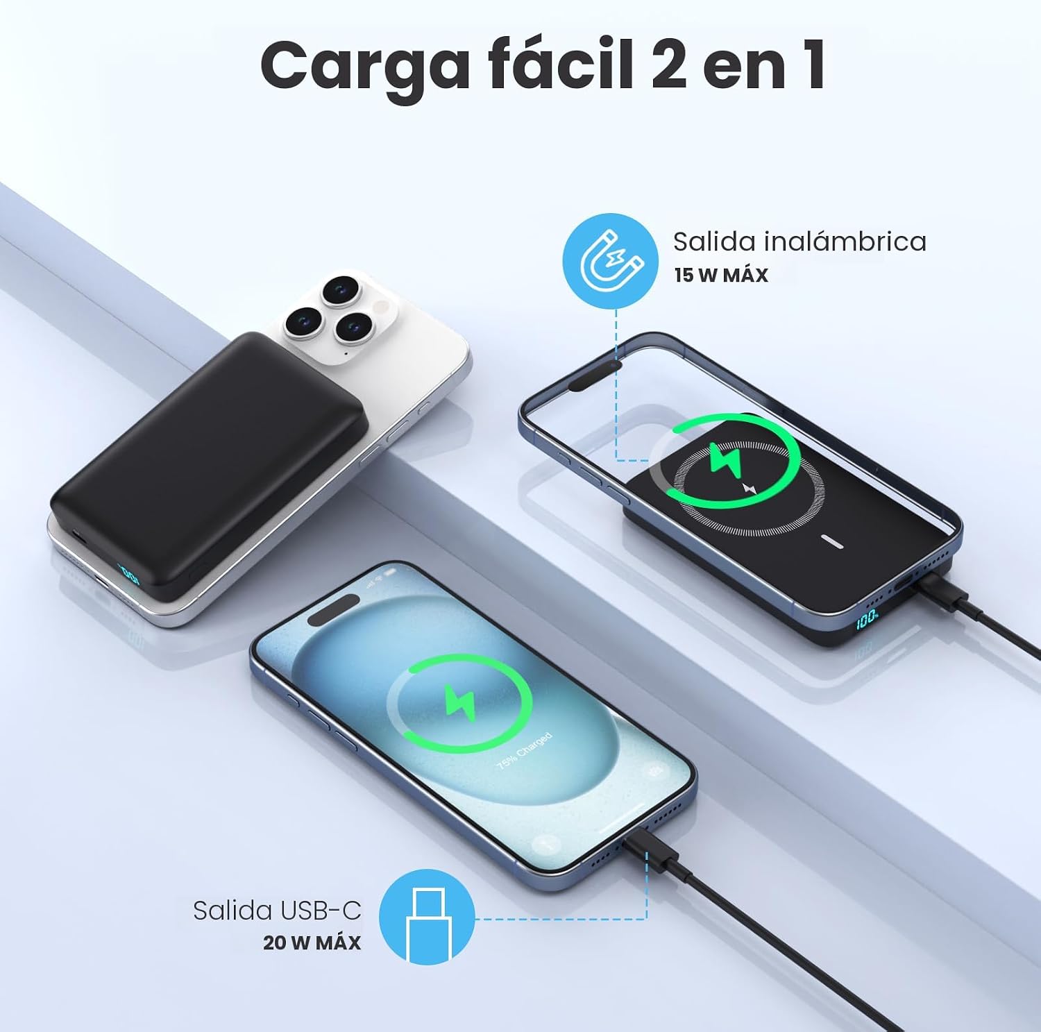 Cargador portátil magnético de 10800mAh para paquete de batería Mag...