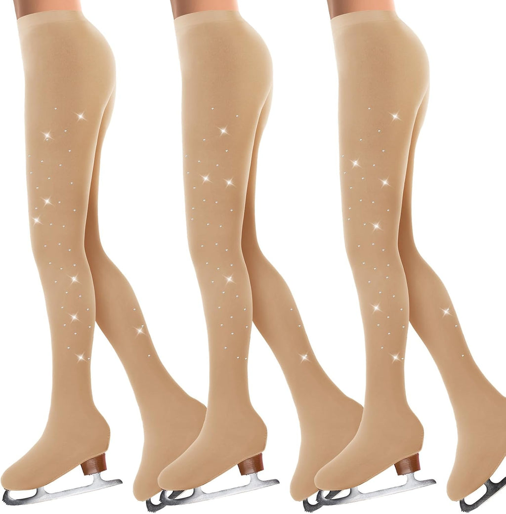 Ramede 3 piezas de medias de patinaje artístico con diamantes de im...