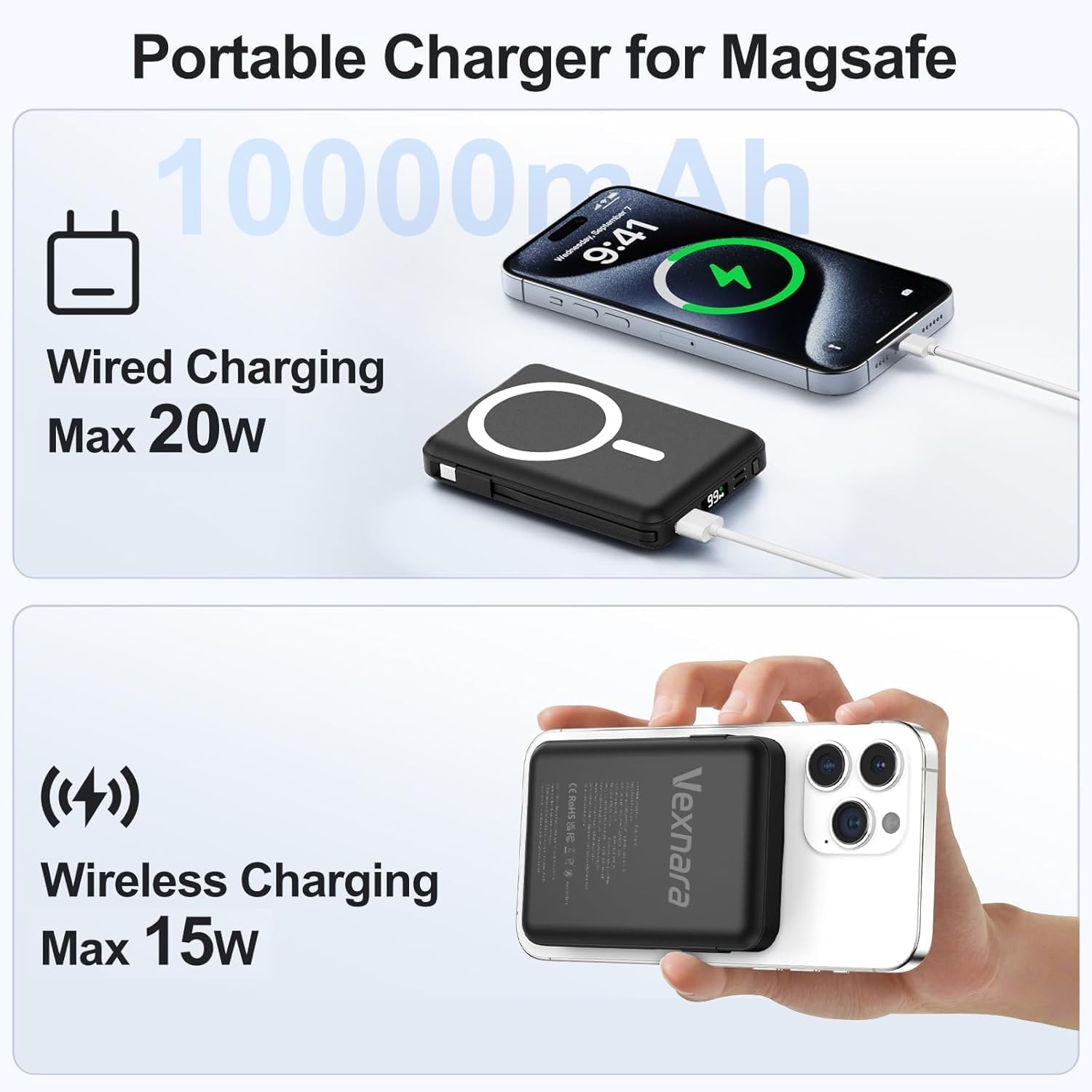 para Cargador Portátil Magsafe - Batería de 10000mAh para Magsafe c...