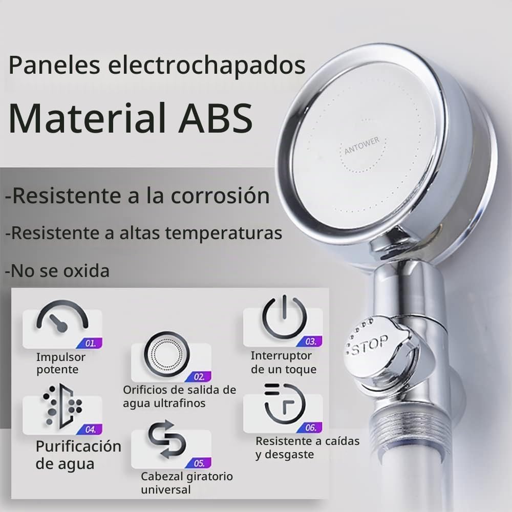 Cabezal de ducha de mano de alta presión CWPW con filtros, Vortex h...