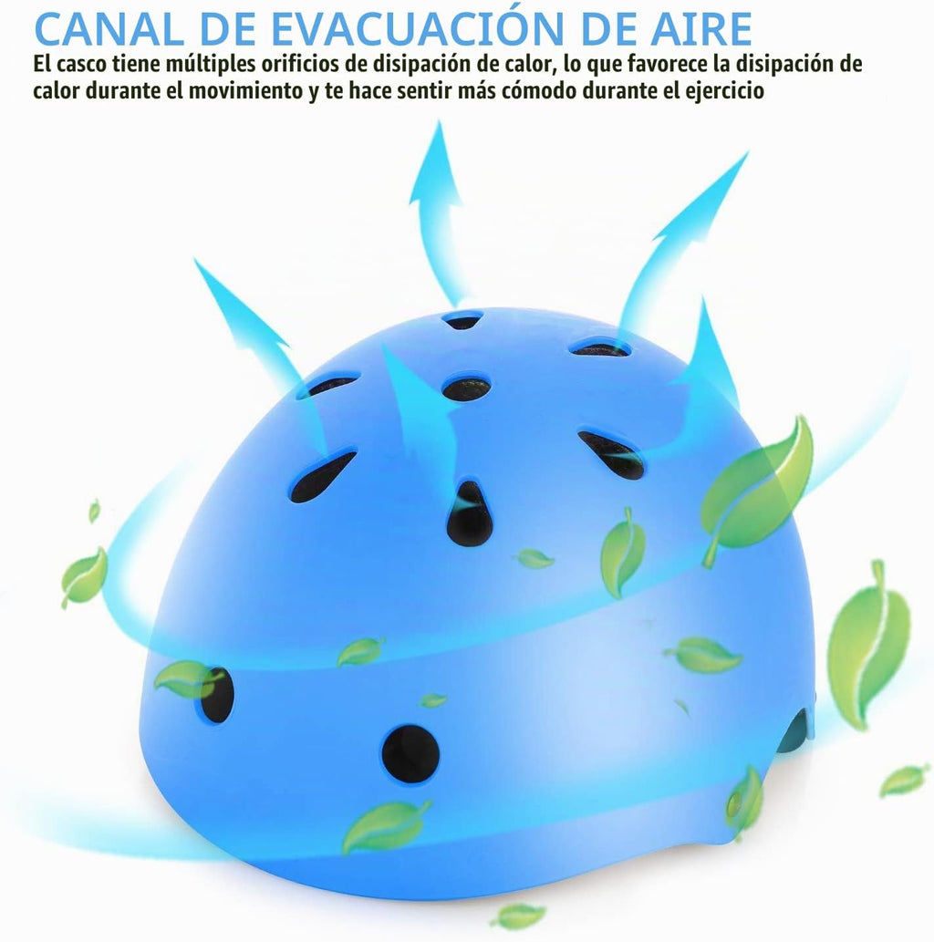 WayEee Juego de casco de bicicleta para niños, rodilleras, equipo d...