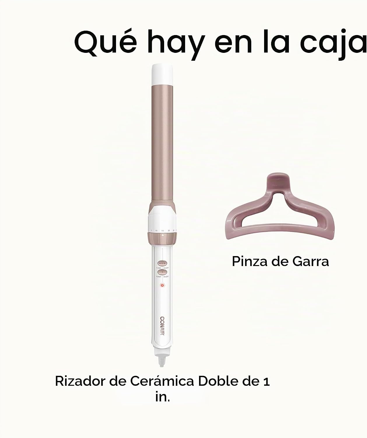 Conair Varita Rizador de Cerámica Doble de 1 Pulgada con Pinza, Pro...
