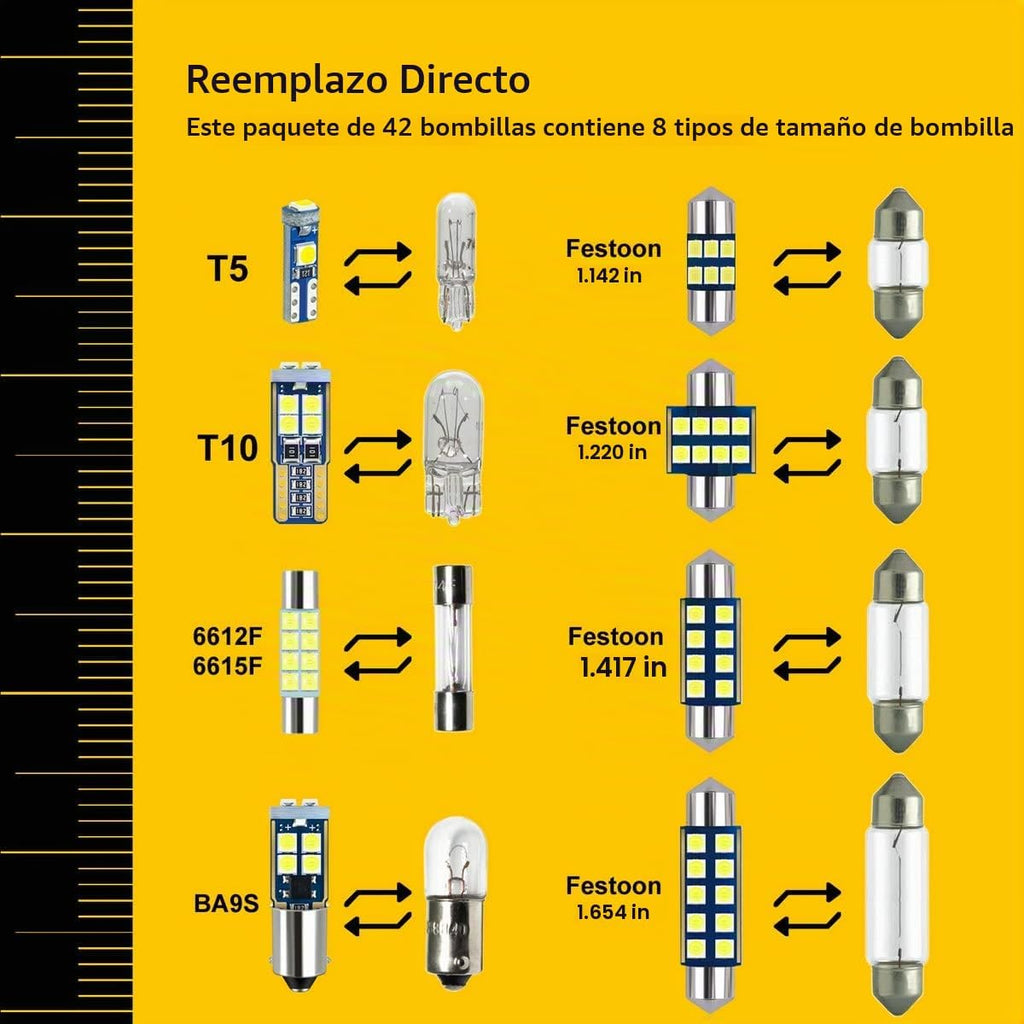 EBAIFUN Paquete de 42 bombillas LED blancas de 12 V DE3175 6418 641...