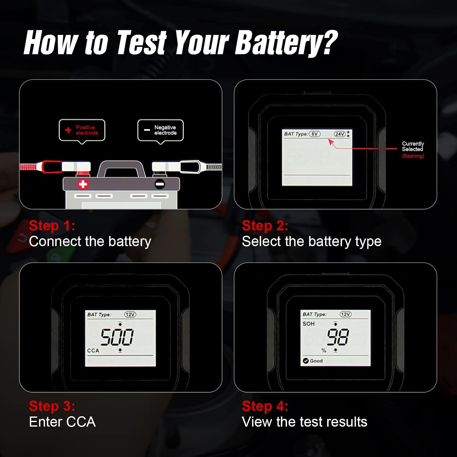 Probador de batería de automóvil 6 V, 12 V, 24 V, probador de volta...