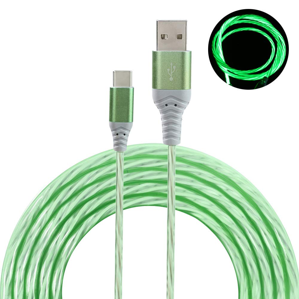 Cable LED USB C [2 unidades, 6 pies], cable de carga rápida LED de...