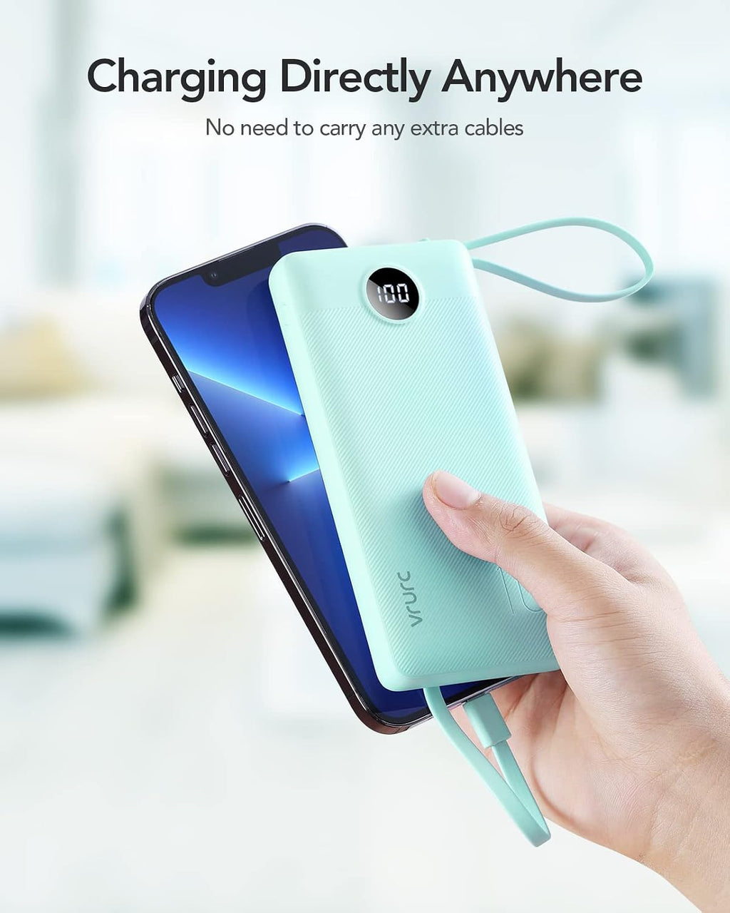 VRURC Cargador de teléfono portátil para iPhone, banco de energía d...