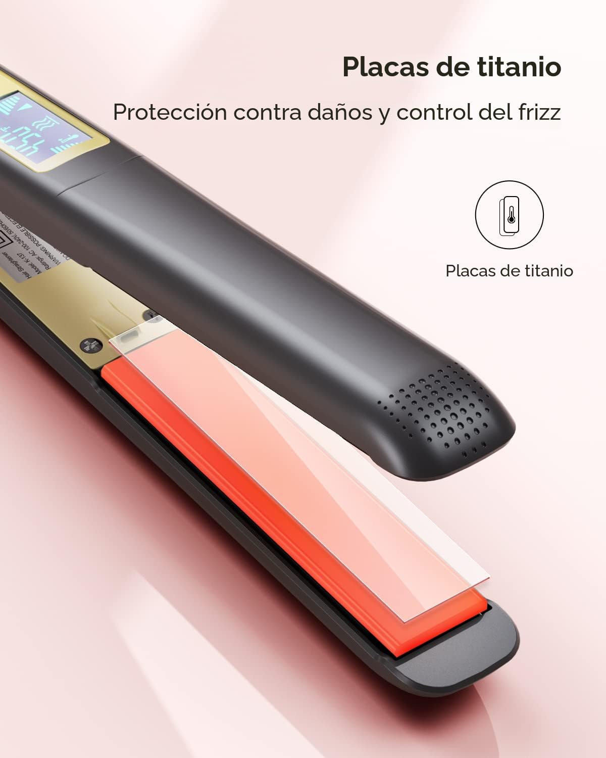 Wavytalk Plancha de pelo de titanio 100% puro, de doble voltaje, cr...