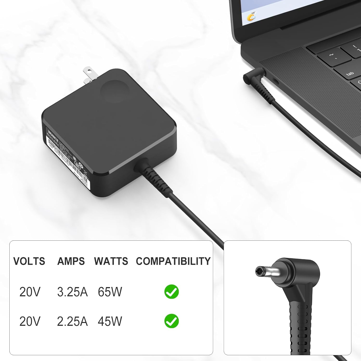 Cargador compatible Lenovo Laptop Computadora 65W 45W Punta Redonda...