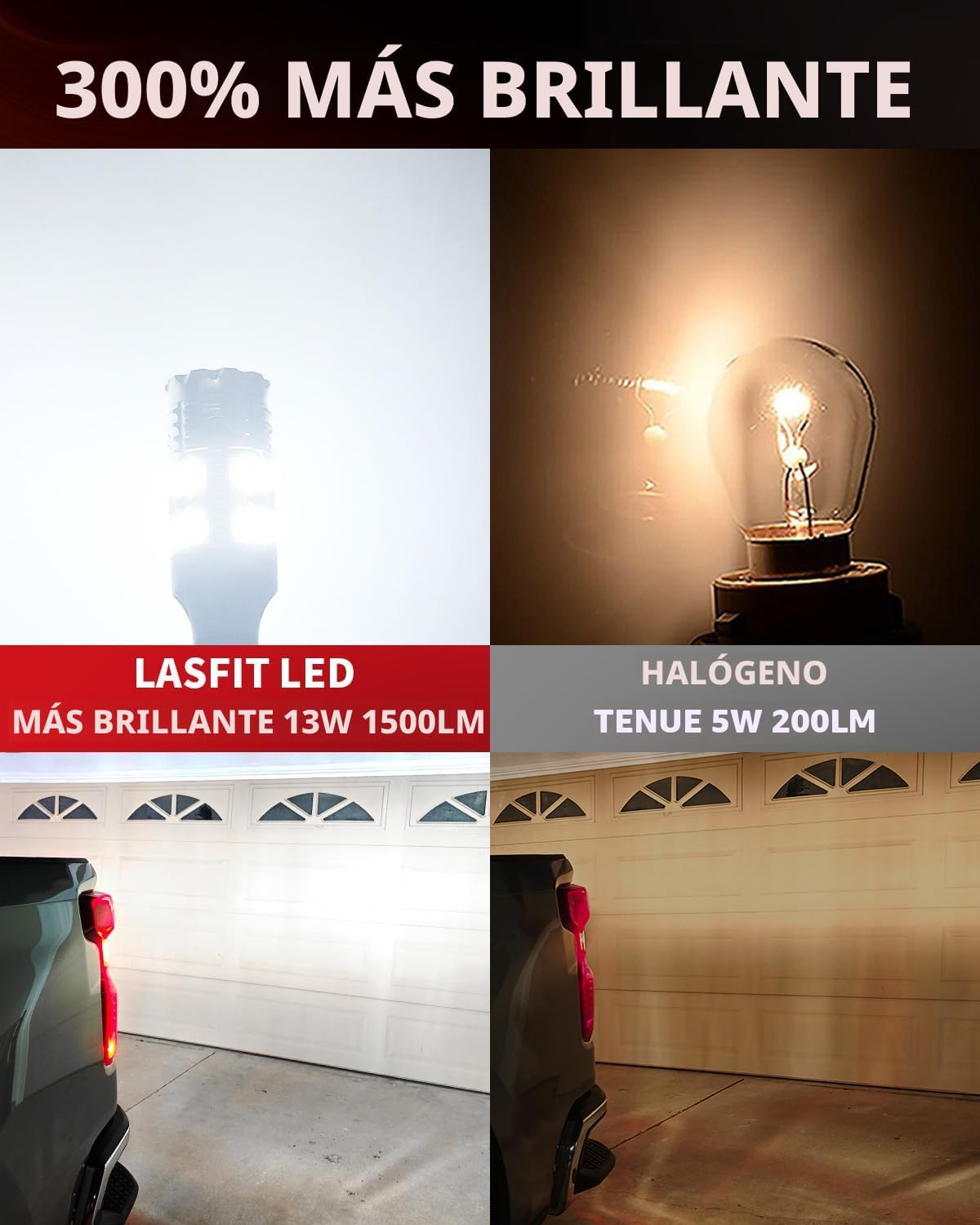 LASFIT Bombilla LED 921, luces de marcha atrás, 912 T15, luz de res...
