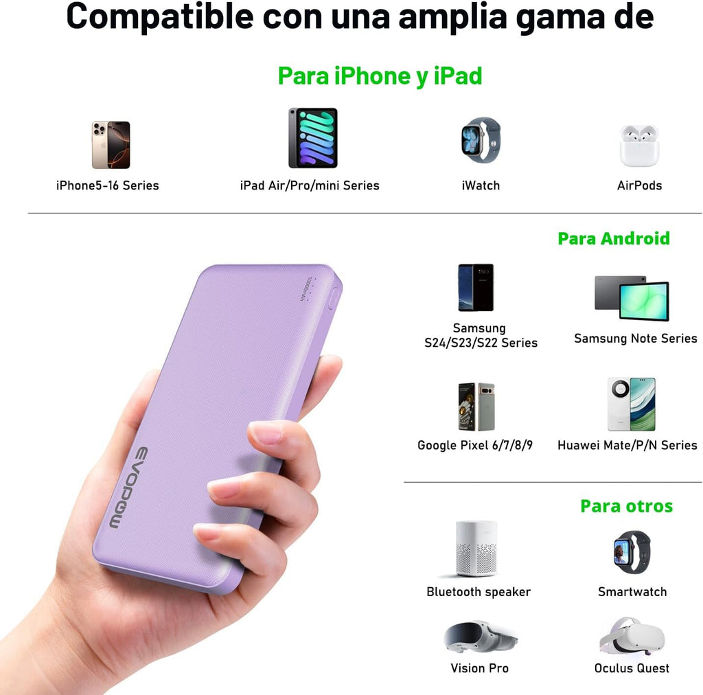 Evopow Paquete de 2 cargadores portátiles, banco de energía más del...