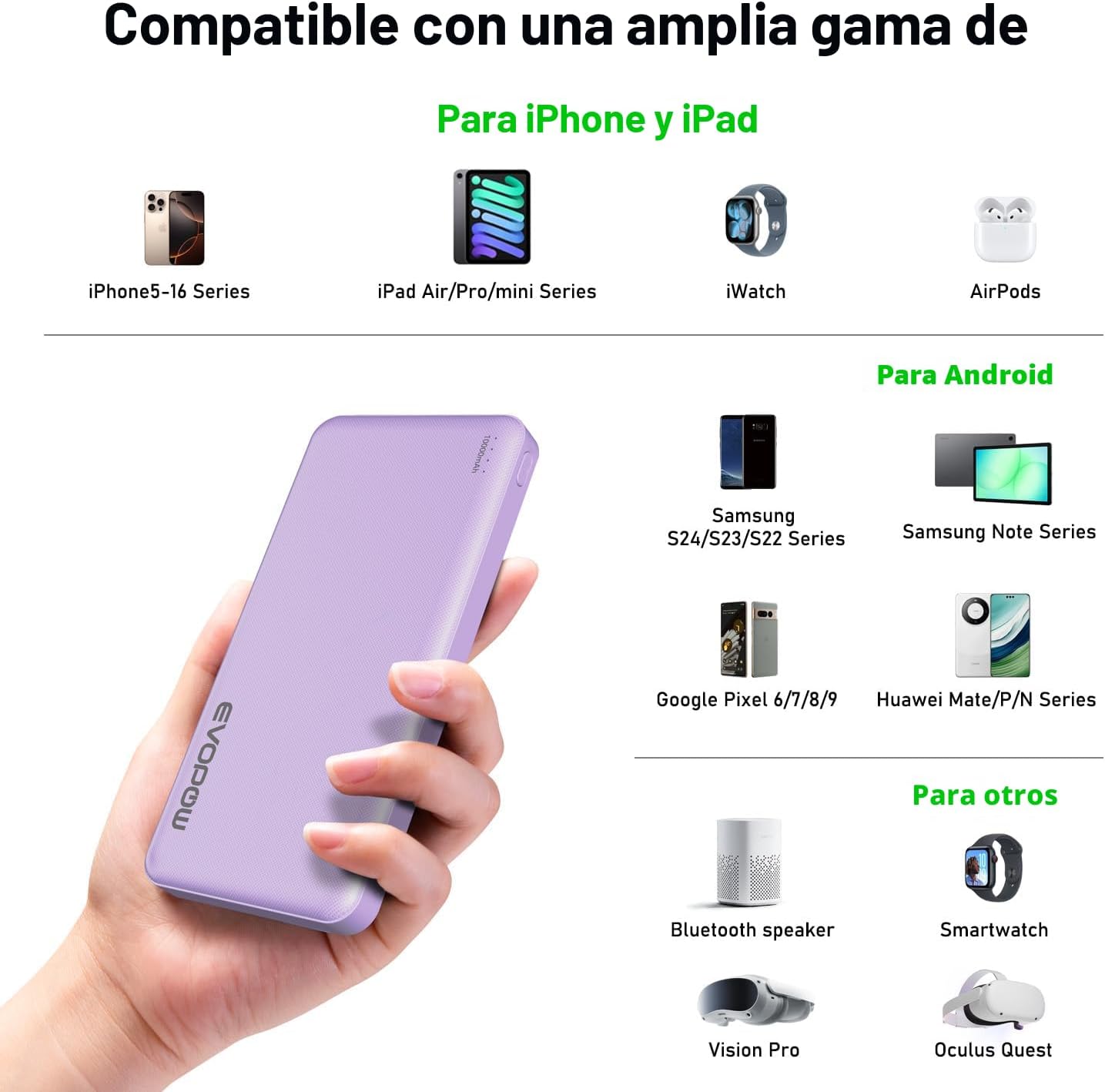 Evopow Paquete de 2 cargadores portátiles, banco de energía más del...