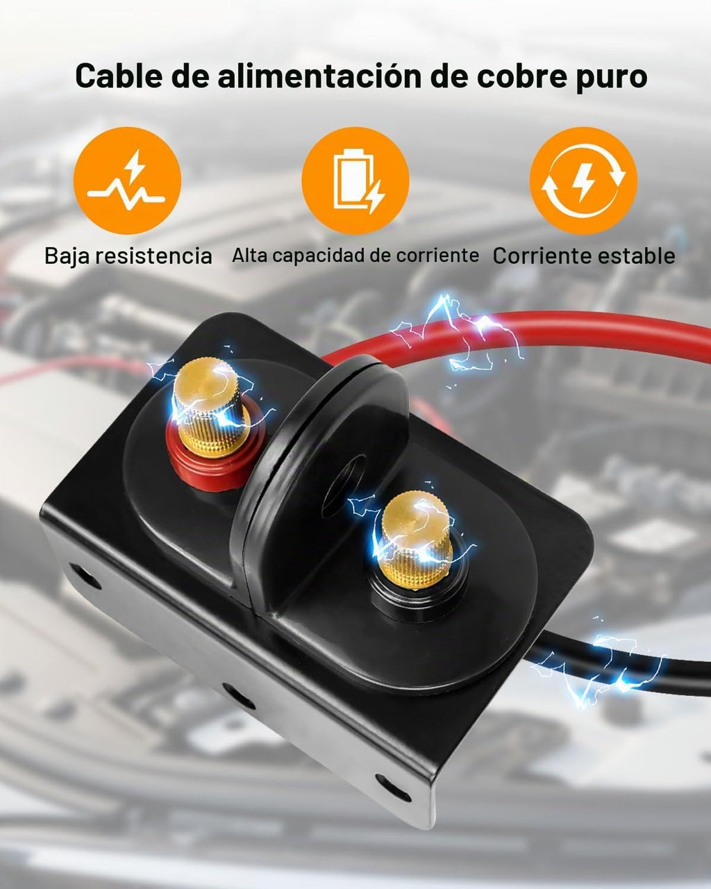 Kit de poste de batería con cable y soporte de montaje para automóv...