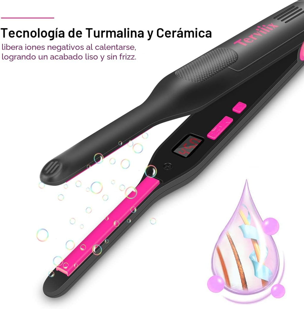 Terviiix Plancha plana tipo lápiz, planchas pequeñas para cabello c...