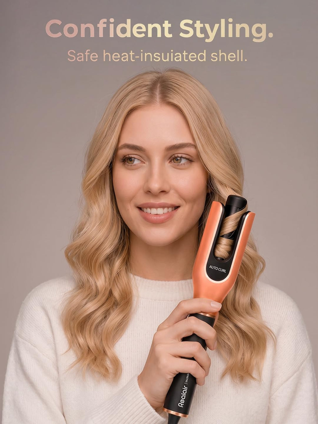 Realair Rizador giratorio automático, rizador automático de pelo de...