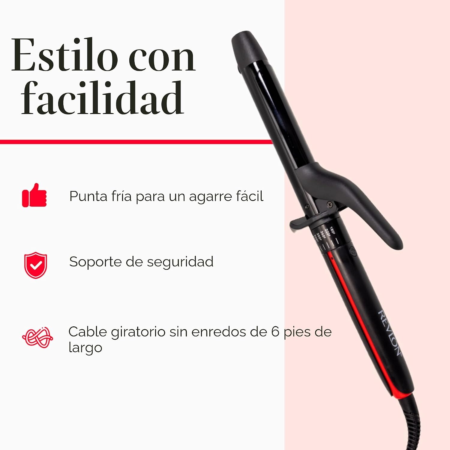REVLON Smoothstay Rizador de 1 Pulgada - Varita Rizadora con Infusi...