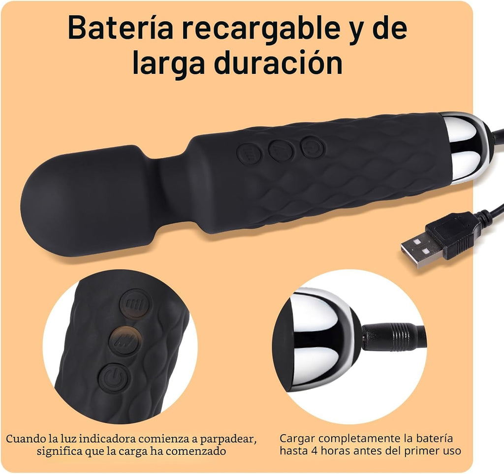 Tokomes Varita masajeadora eléctrica, inalámbrico, impermeable, rec...