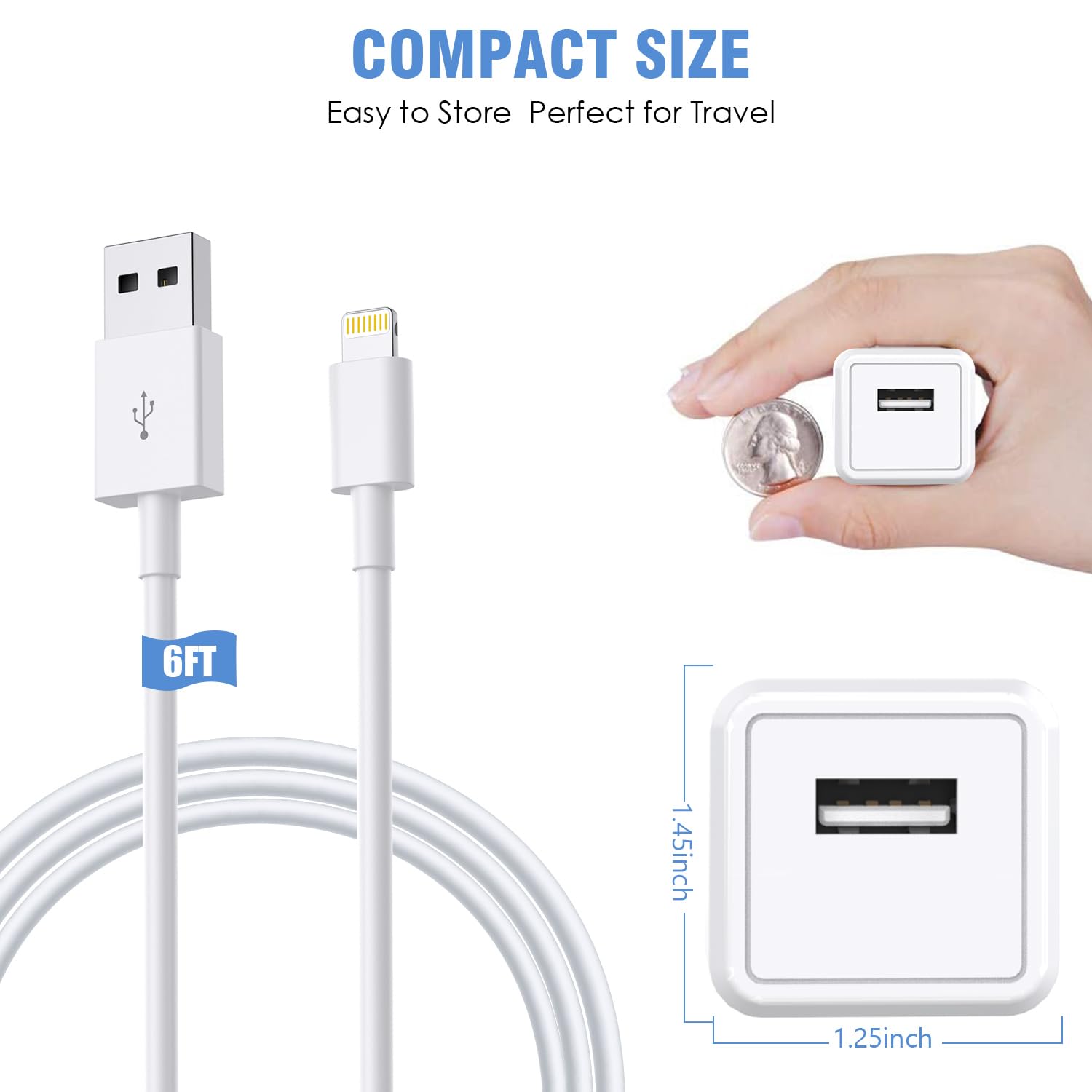 Cable de carga para iPhone de 6 pies, [Certificado MFi de Apple] Pa...