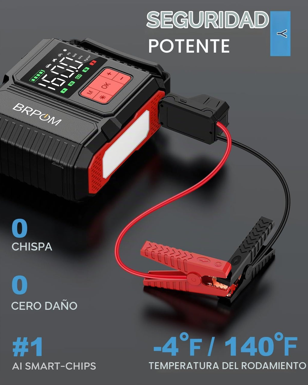 Arrancador de batería para automóvil con compresor de aire, 160 PSI...