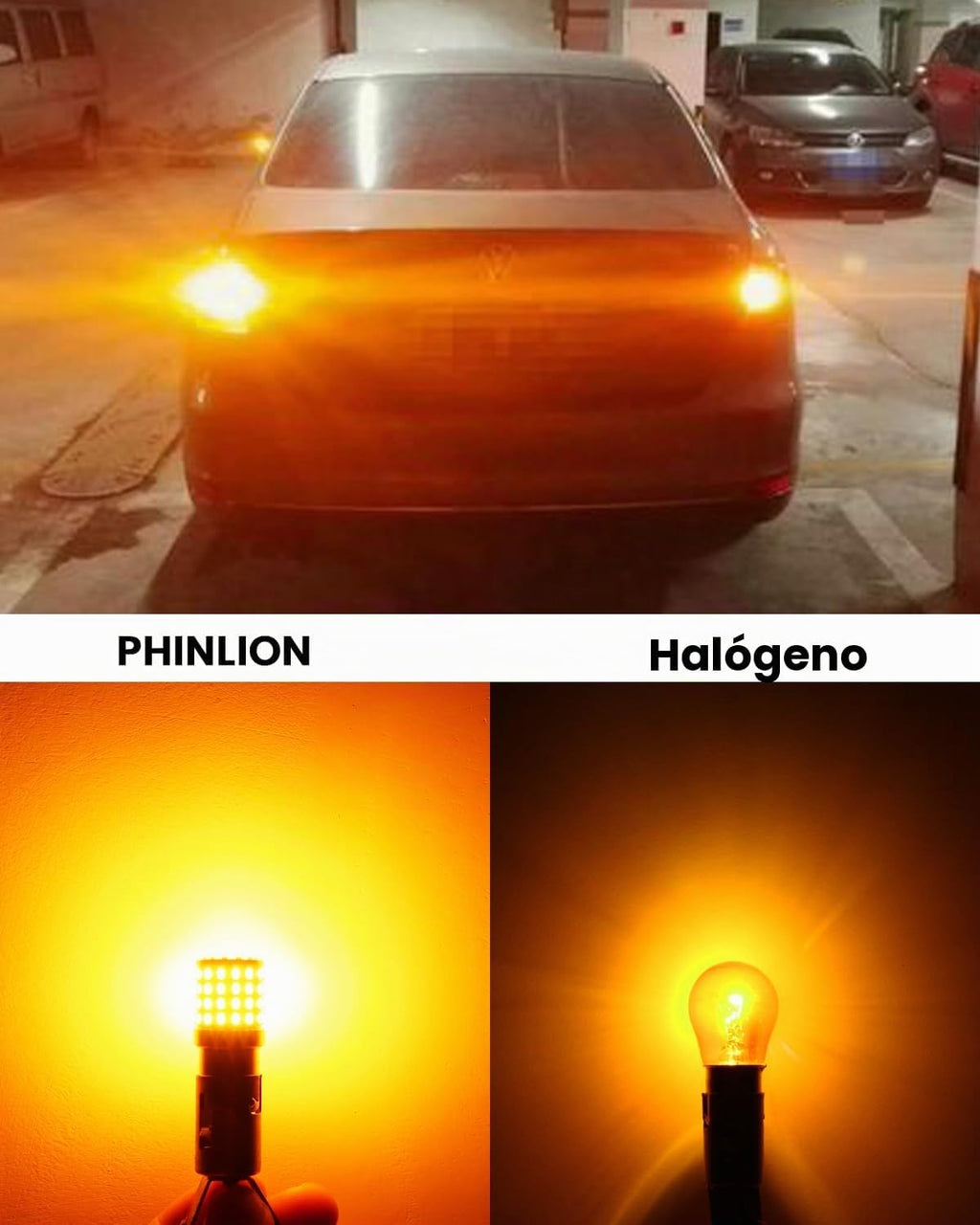 PHINLION Bombilla LED amarillo ámbar 2057 1157, luz intermitente, p...
