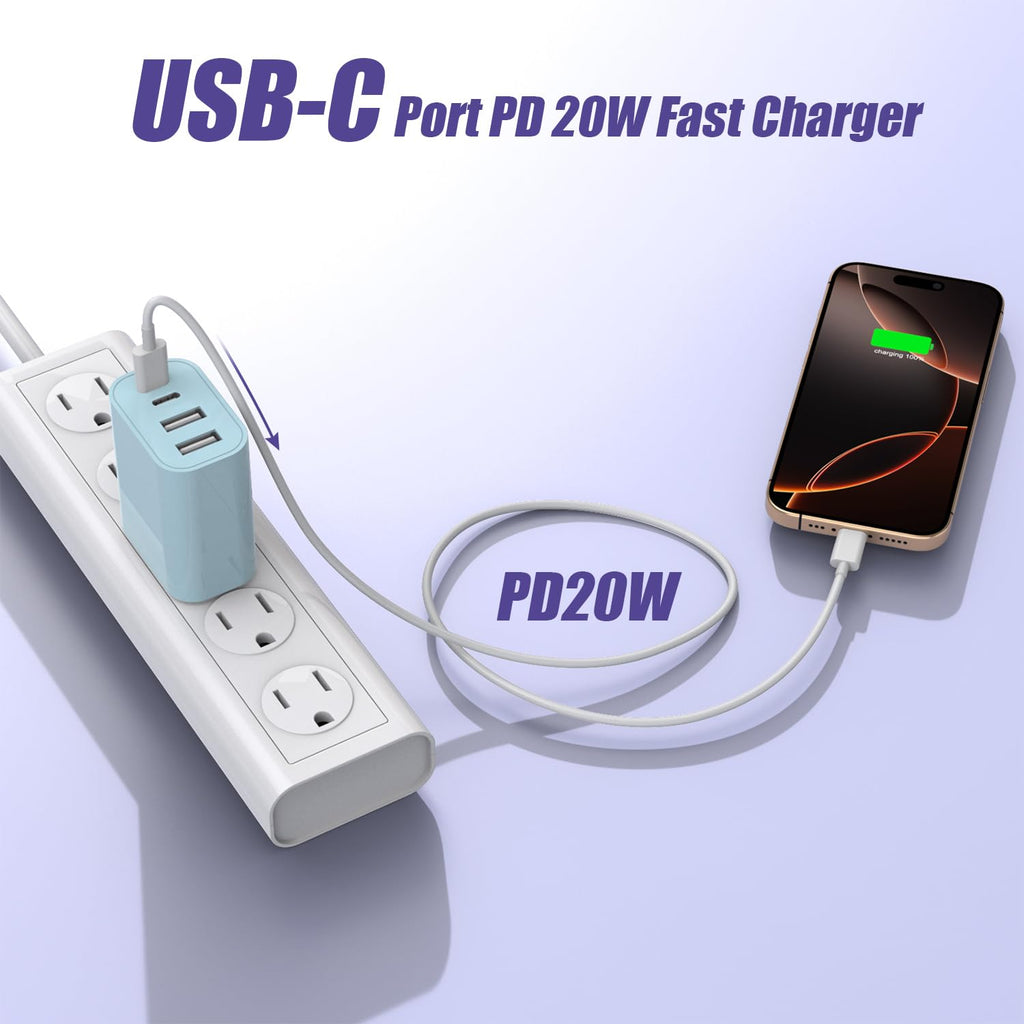 Bloque de cargador USB C de 40 W, [paquete de 2] 4 prot USB tipo C...