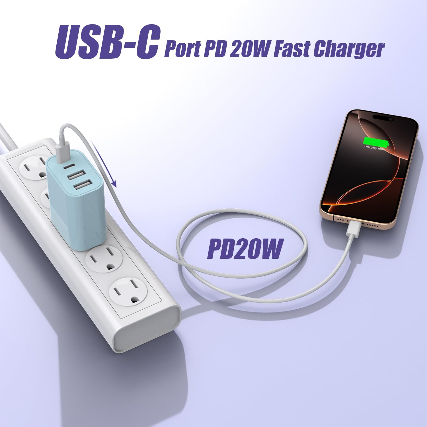 Bloque de cargador USB C de 40 W, [paquete de 2] 4 prot USB tipo C...