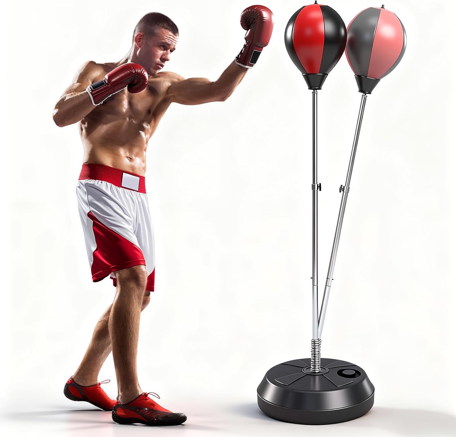 Saco de boxeo con soporte, bolsa de boxeo para adultos, altura ajus...