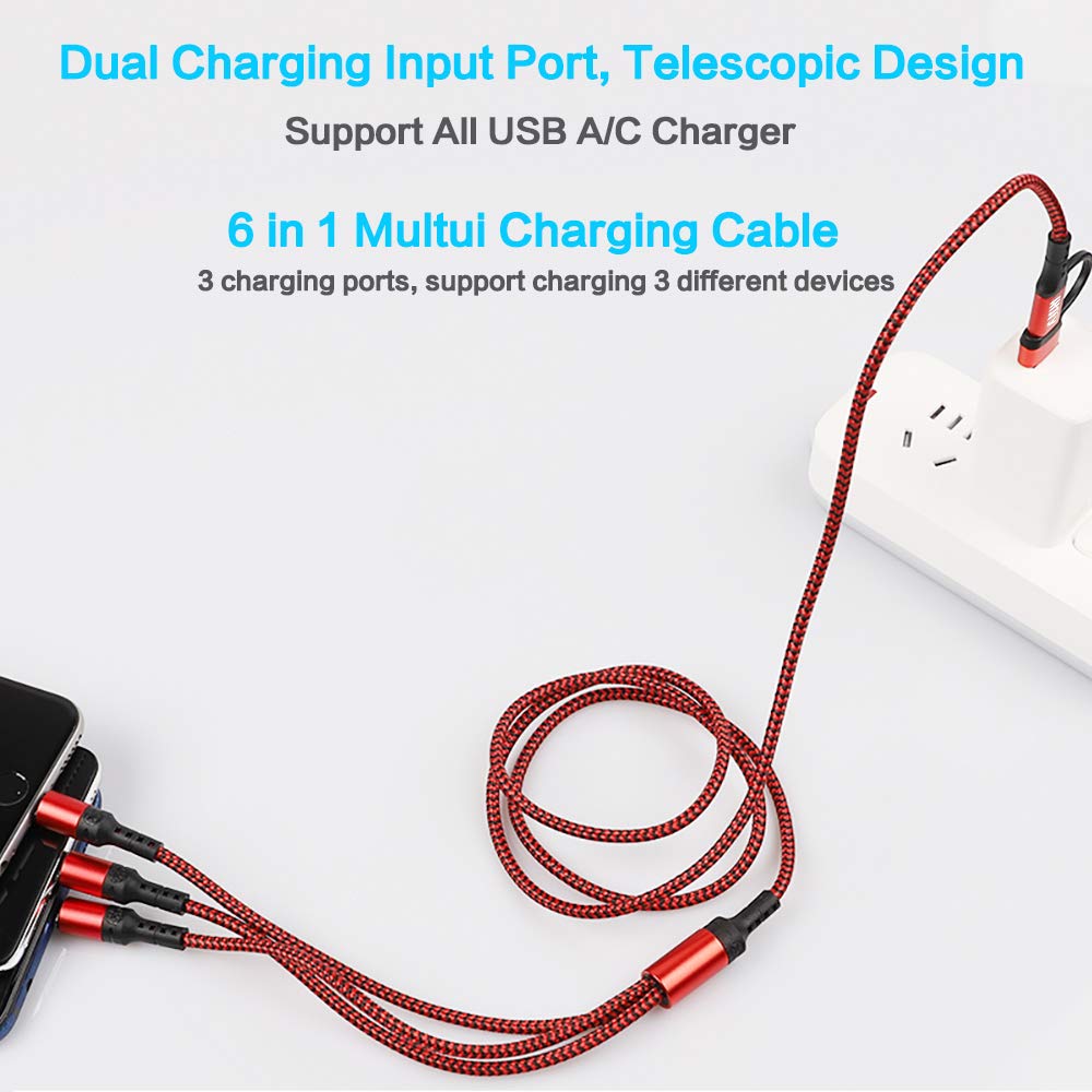 LHJRY Travel Essentials, cable de carga múltiple USB C [3 unidades...