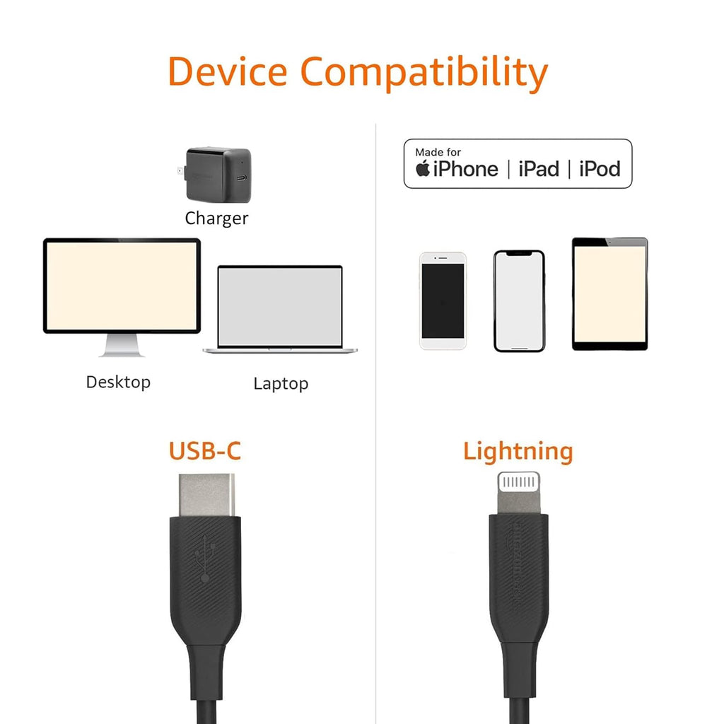 Amazon Basics Cable de carga USB-C a Lightning ABS, cargador certif...