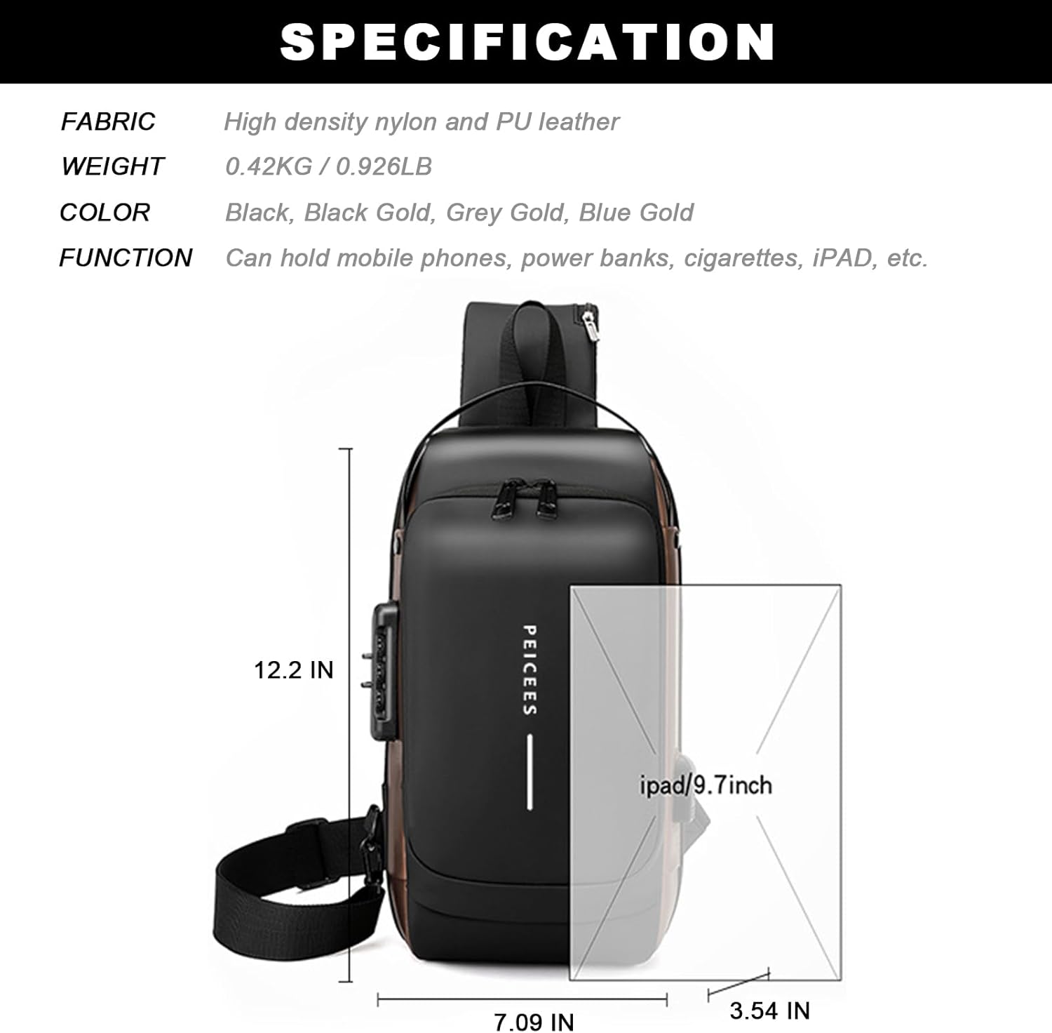 Peicees Bolso Cruzado para Hombre Bolsos para Hombre Bolso para Hom...