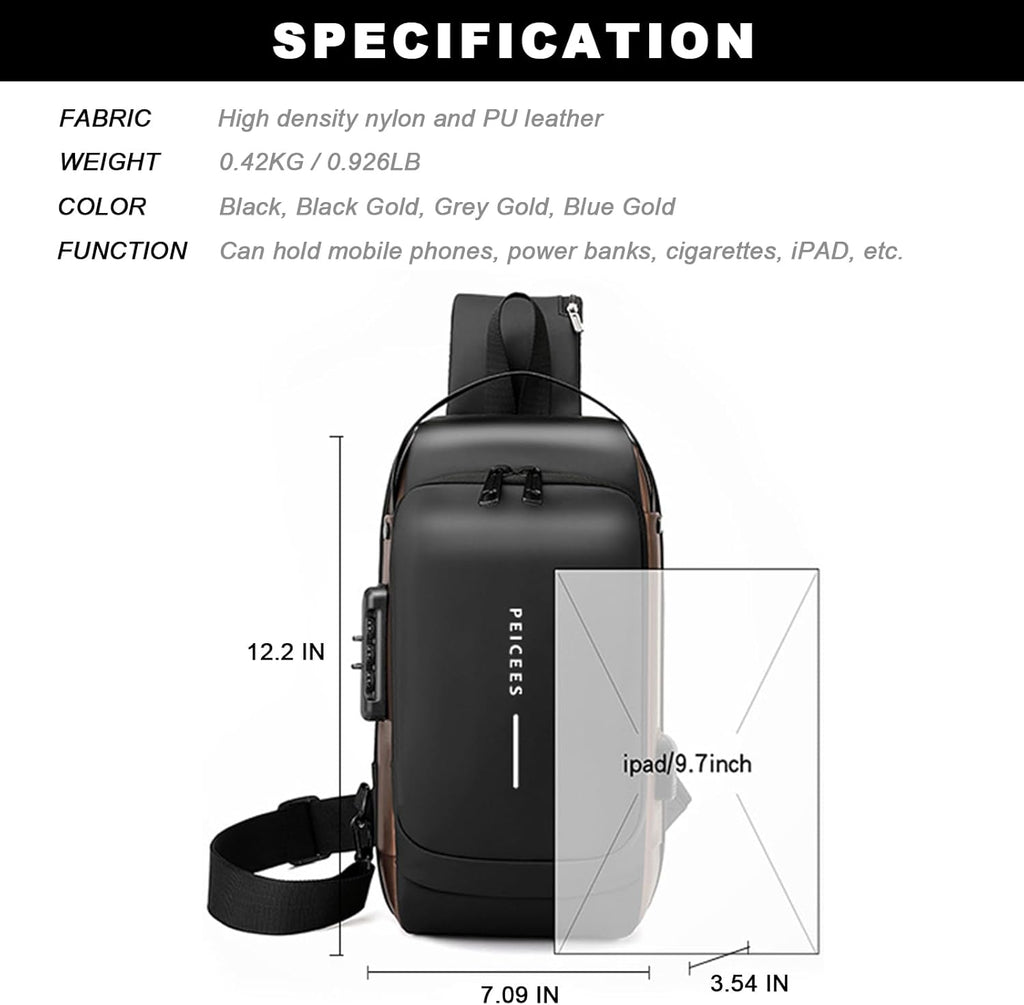 Bolsa de hombro para hombre Peicees Bolsos de hombre Bolso de hombr...