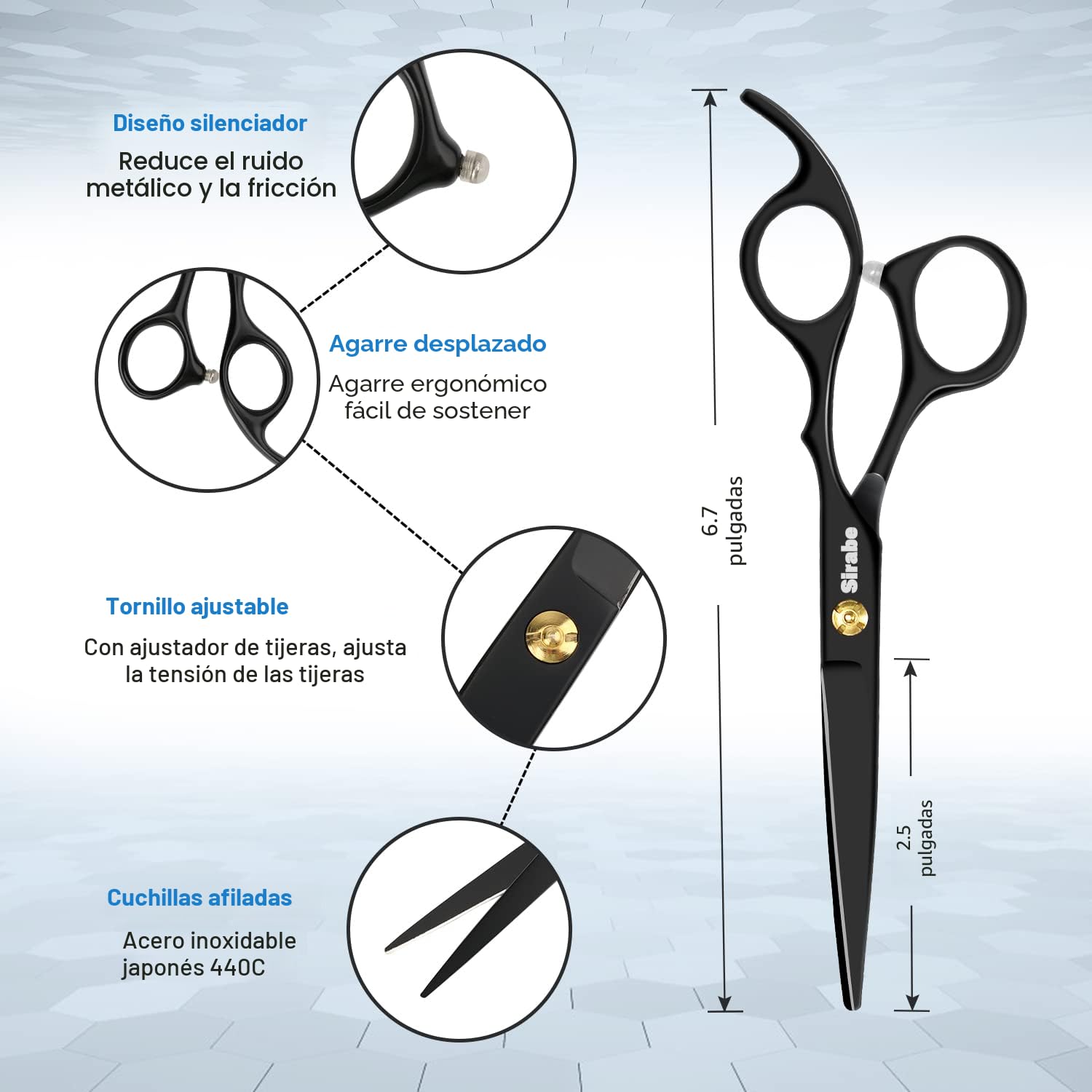 Sirabe Juego de 10 tijeras de corte de cabello, kit profesional de...