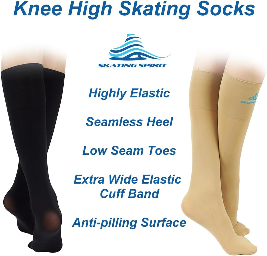 SkatingSpirit Calcetines de patinaje artístico (2 pares), altura a...