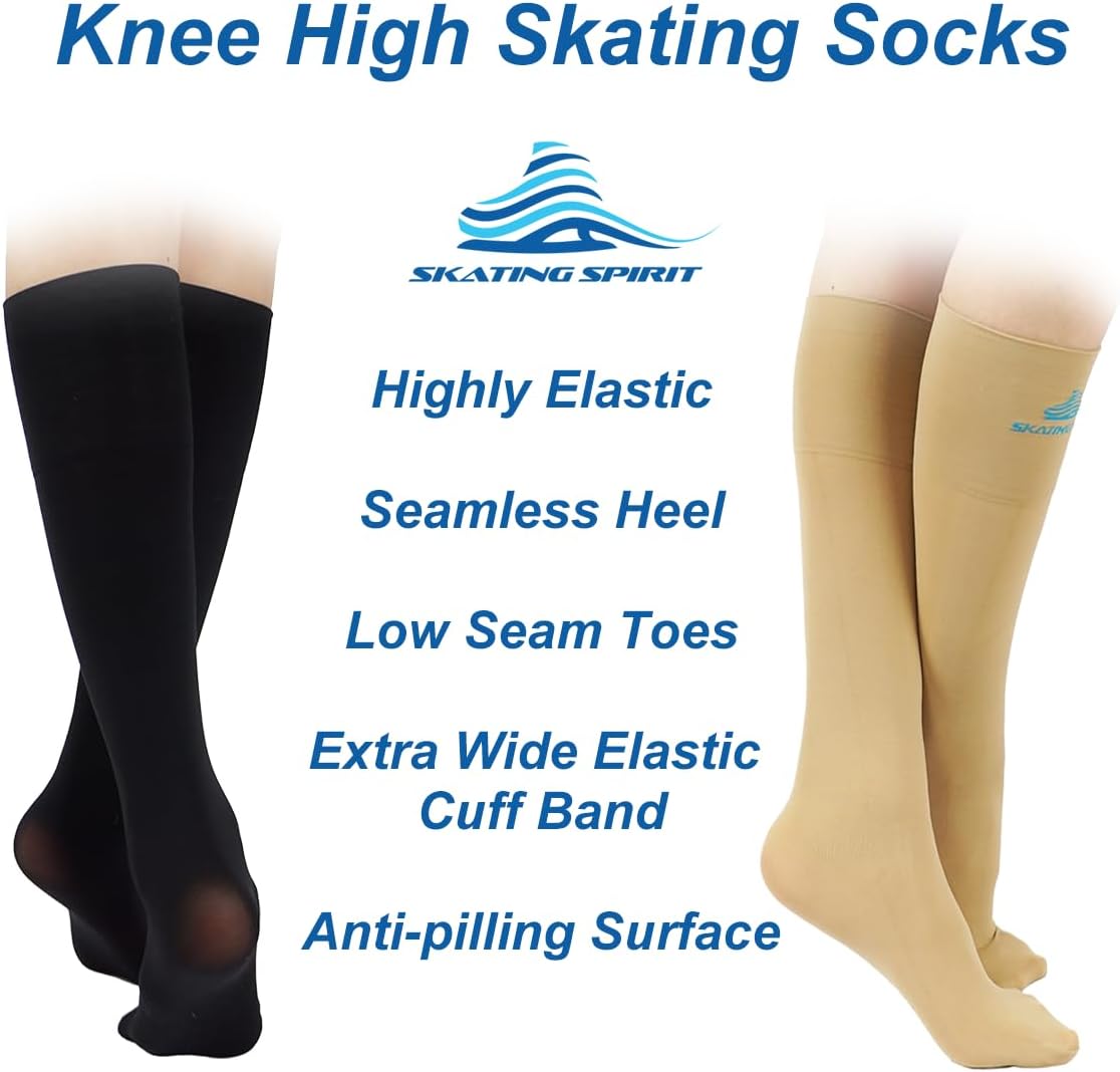SkatingSpirit Calcetines de patinaje artístico (2 pares), altura a...